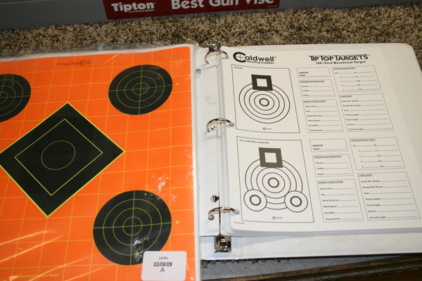 These smaller targets are great for sighting in and recording groups. I like the notebook style benchrest targets that are made out of a plastic-type paper. They are weather resistant and can be kept in a ring binder. The actual group is right there to compare with others along with the entire climate and load info.