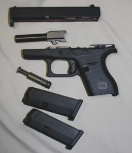 Like other Glock models, the G42 is easy to field strip for cleaning. Author photo
