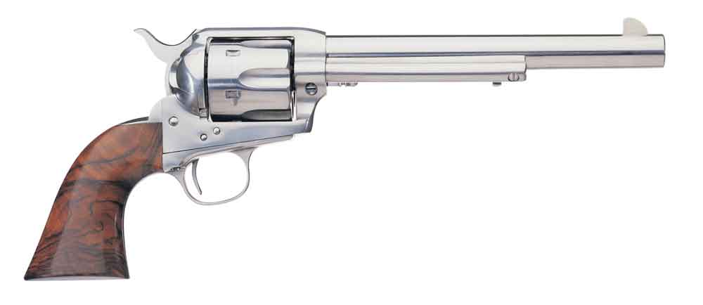 The Uberti Cattleman also comes in stainless — here with a 7.5-inch barrel.