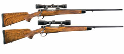 Royal Pair of Gold Inlaid Winchester Pre 64 Model 70 Bolt Action Rifles 