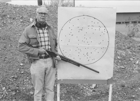 This 48% pattern (pellet holes marked) was fired from 60 yards