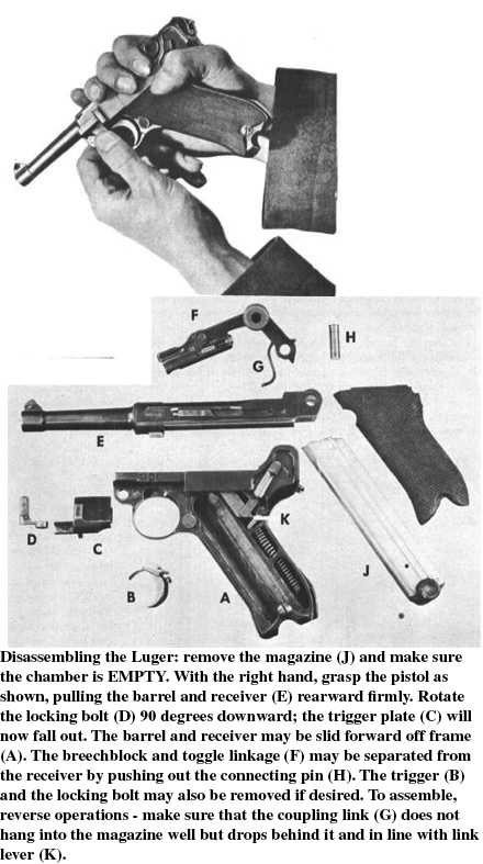 Disassembling the Luger pistol
