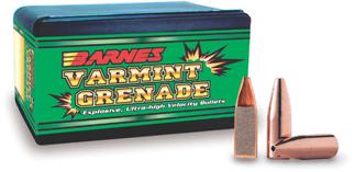 Featuring a copper-tin core, Barnes' Varmint Grenade .224? bullet promises explosive performance.