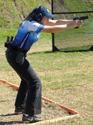 Team S&W Shooter Julie Golowski using a 9mm M&P at the 2006 Production Nationals