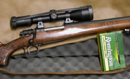 This rifle started with an inexpensive Mauser action, a Douglas barrel, a nice piece of eastern black walnut.  The money the client saved on components allowed him to buy Talley mounts and a good Zeiss scope. It is a .30-06.  