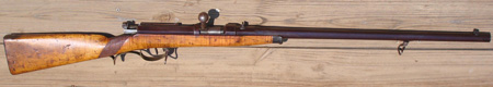Dreyse Needle Gun sporting rifle cal. 61. Note the position of the bolt handle. It is located on top of the receiver and rotates less than 1 inch to open. 