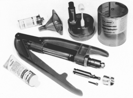 Lee Hand Press Kit is a modern version of the old “tong tool.” This kit includes dies, case lube, powder dipper, etc., for a little over $65.