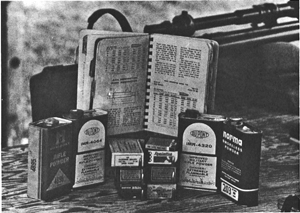 Some of the bullets and powders used by Horton in testing. Speer’s Loading Manual provided basic handload data.