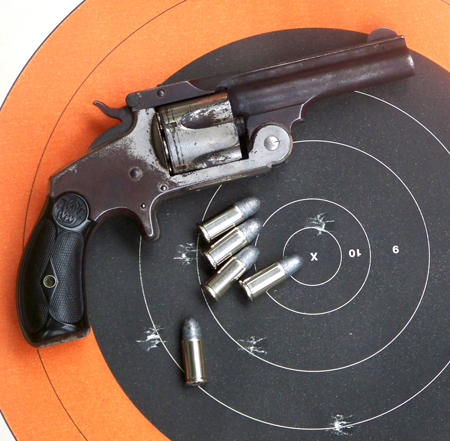 The author’s well-worn, 122-year old S&W .38 Single Action 2nd Model can still turn in a good performance at 7 yards with good, modern Remington 146-gr. ammo.