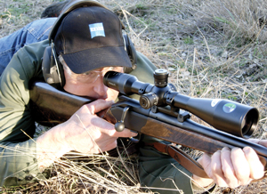 Author fires a Blaser R8 with a Zeiss 6-24x56 scope, one of three new Victory Diavaris this year.