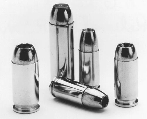 Handgun bullets designed for hunting must offer rapid expansion at relatively low velocities. To this end, they feature large hollowpoints, serrated jackets and pure lead cores.