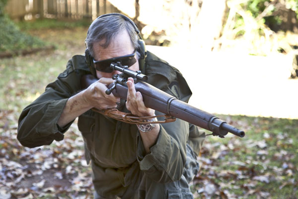 Test firing the M1903-A4 Sniper. 