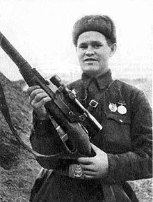 Vasily Zaytsev, the Soviet's most-famous sniper of World War II, credited with 225 confirmed kills in the Battle of Stalingrad.