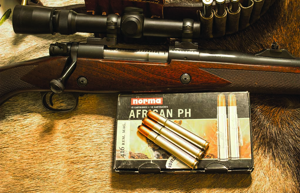 The .416 Remington Magnum duplicates the performance of the .416 Rigby—albeit at a higher pressure ... but in a smaller case.