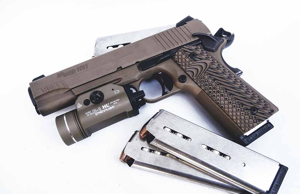 Sig Sauer’s Emperor Scorpion 1911 is one of the better production guns you can buy today. This pistol is rugged, reliable and very accurate. 