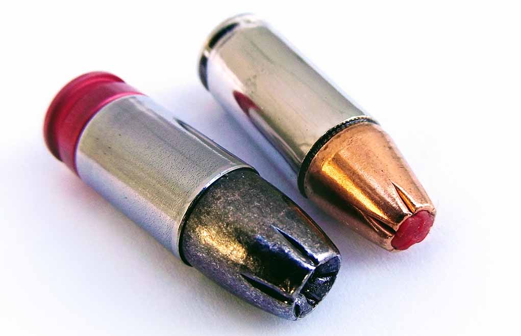 In terms of popularity, the 9mm is the foremost competitor of the .45 ACP. The Seismic 185-grain cartridge (left) offers the highest bullet weight for 9mm, as well as high sectional density. The Hornady 135-grain Critical Duty +P is a state-of-the-art 9mm load that’s an example of why the 9mm is so good today.