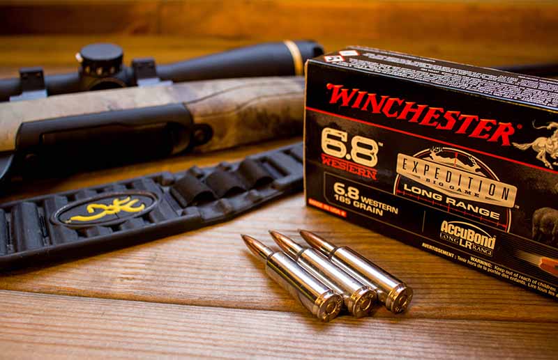 With its bonded core and sleek profile, the .277-inch-diameter 165-grain Nosler AccuBond bullet will retain its velocity downrange and its weight after impact.