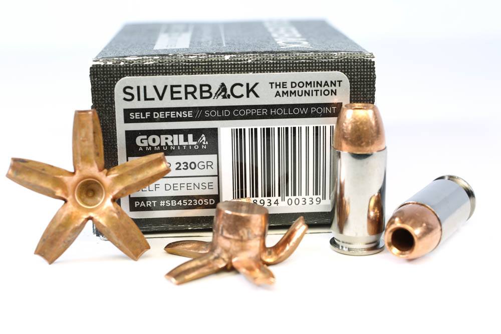 You want expansion? Then you want all-copper bullets, and here is the champion: Silverback 230 .45 ACP. Look at those petals.