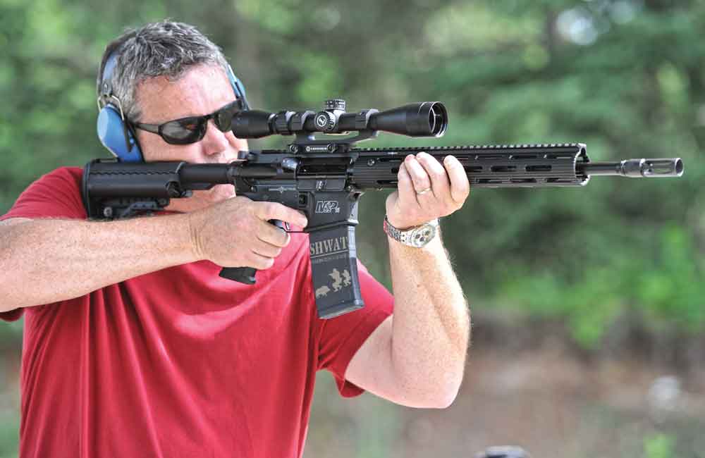 Shooting a AR rifle, finger on the trigger
