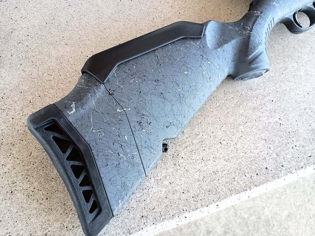 The rifle's stock has a new Monte Carlo profile and is completely adjustable.
