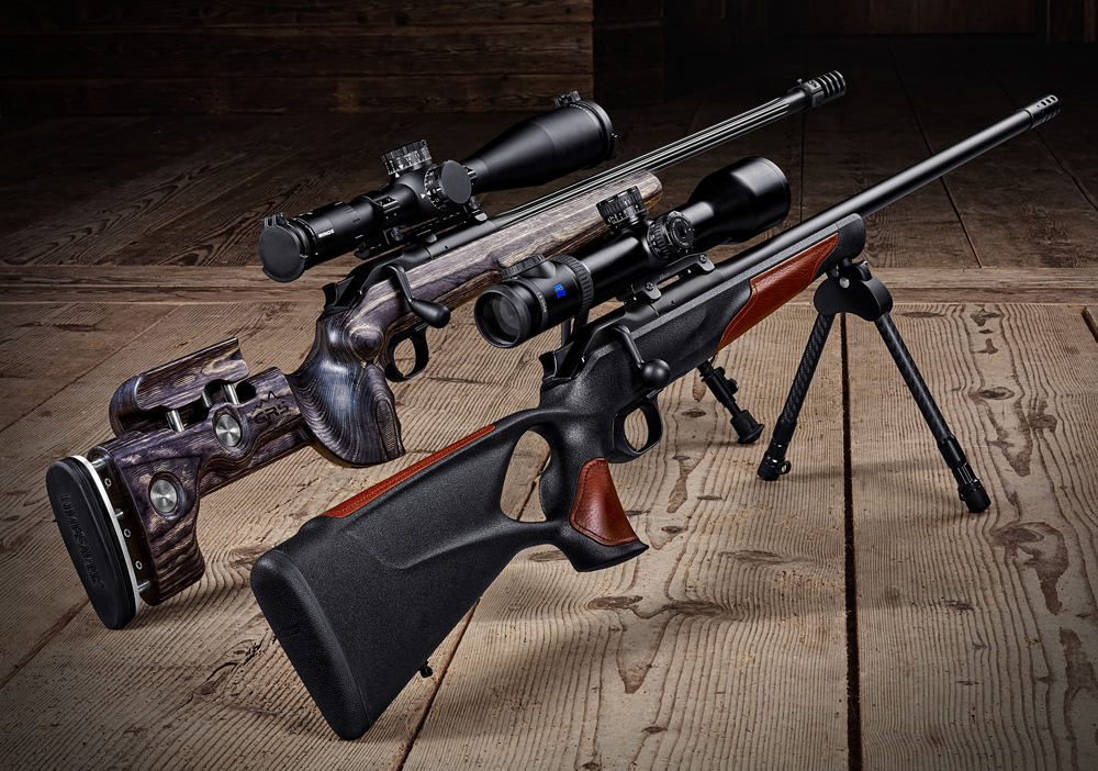 The Blaser R8 Long Range rifle comes in two stock styles. The GRS (left) is designed for competition, while the Professional Success stock (right) is geared more for hunting.