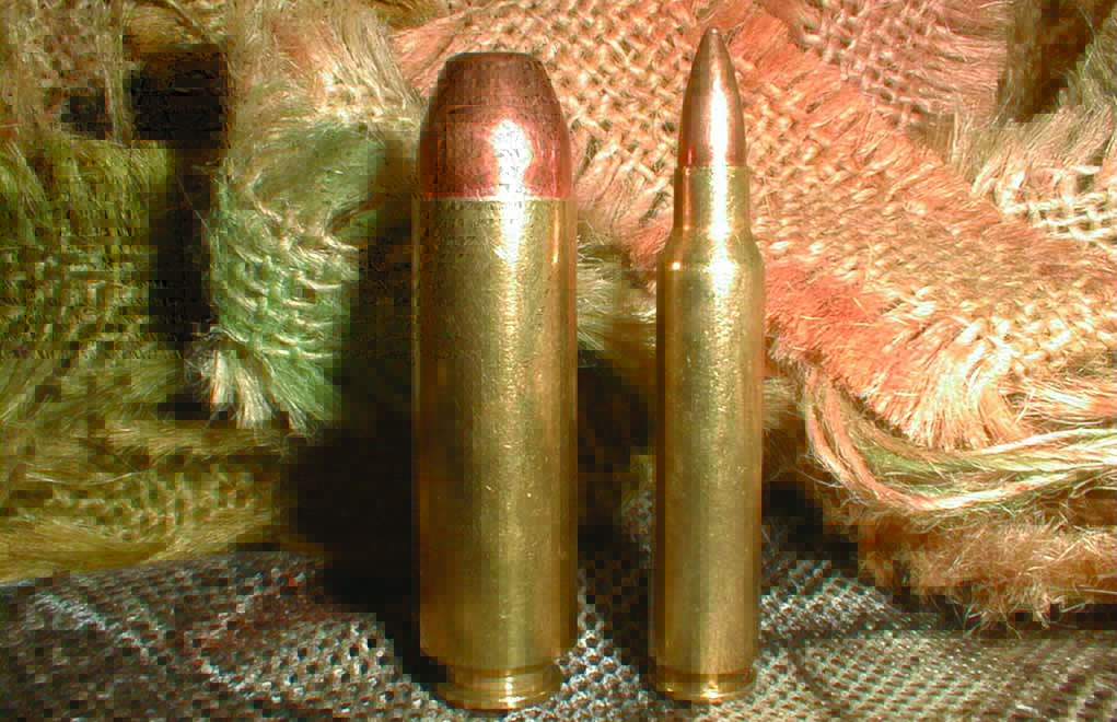 The Alexander Arms .50 Beowulf, as compared to the .223 Rem. of an AR-15, has up to seven times the bullet mass, three times the energy and an average of twice the frontal area.