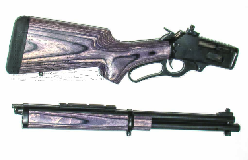 A takedown lever-action rifle, like this one built by Dove’s Custom Guns, is not inexpensive. But prices can be kept reasonable with an affordable replacement stock from Boyd’s.