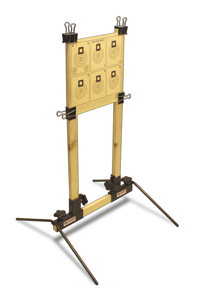 P3 Ultimate Target Stand uses furring strips to mount targets and can be adjusted to fit nearly any sized target on the market.
