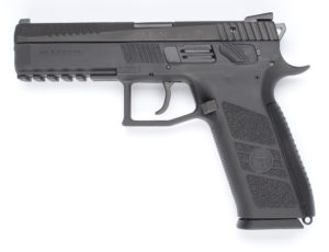 The P-09 has a polymer  frame and a magazine  capacity of 19 rounds in 9mm.  It is also available threaded for a suppressor and has a decocker that can be converted to a manual safety.