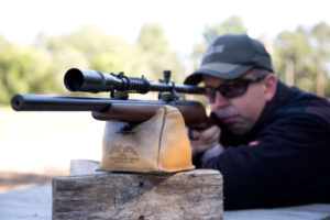 The flat, wide base of the CZ 455 Varmint’s stock is well-proportioned to its heavy bull barrel, and is handy for benchrest-style shooting. 