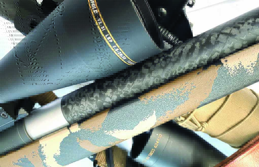 Many patterns are unique to a given manufacturer. This barrel is from Proof Research, and it bears their distinctive “Damascus” pattern.