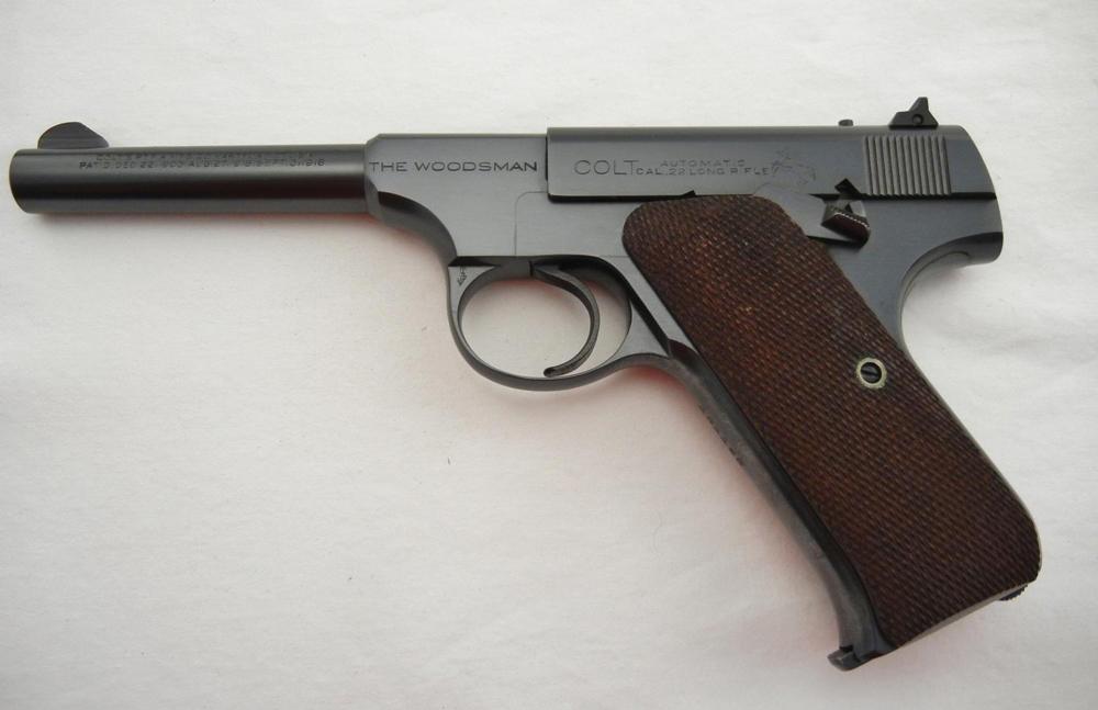 Made near the end of the Pre-War series, this Colt Woodsman Sport Model cam...