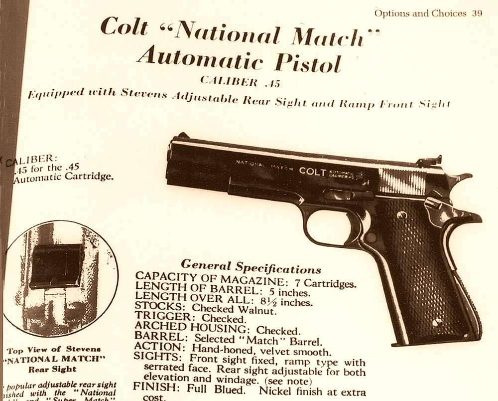 A contemporary ad for the Colt National Match, reproduced in the Mullin book.
