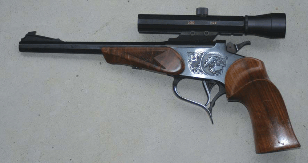 Ayoob’s first Contender, a 1970s model with T/C scope and elegant octagonal barrel.