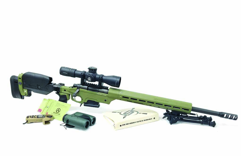 The M700 Rifle from Ashbury Precision Ordnance starts out as a barreled action. Then, because they can be adjusted to particular specs, the chassis and other features were added by the author. The color was the main choice here.