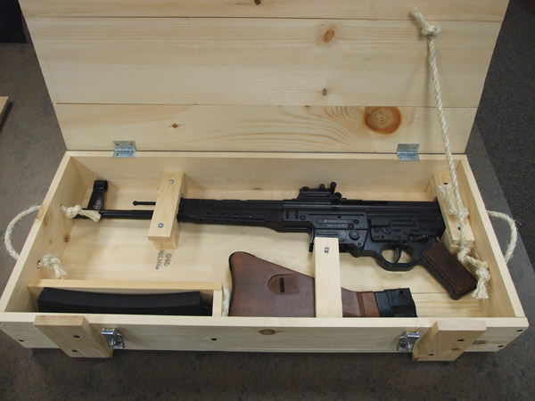 German Sport Guns' StG44 comes in an authentic looking pine box.