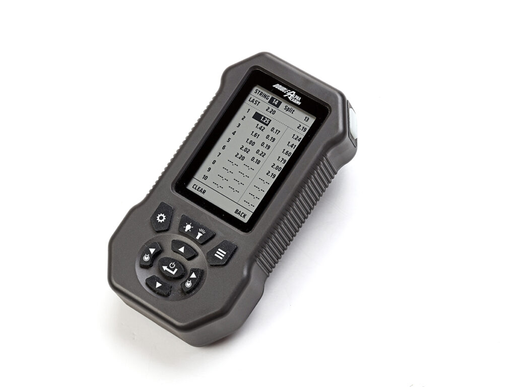 The Double Alpha EDGE Shot Timer on a white background.
