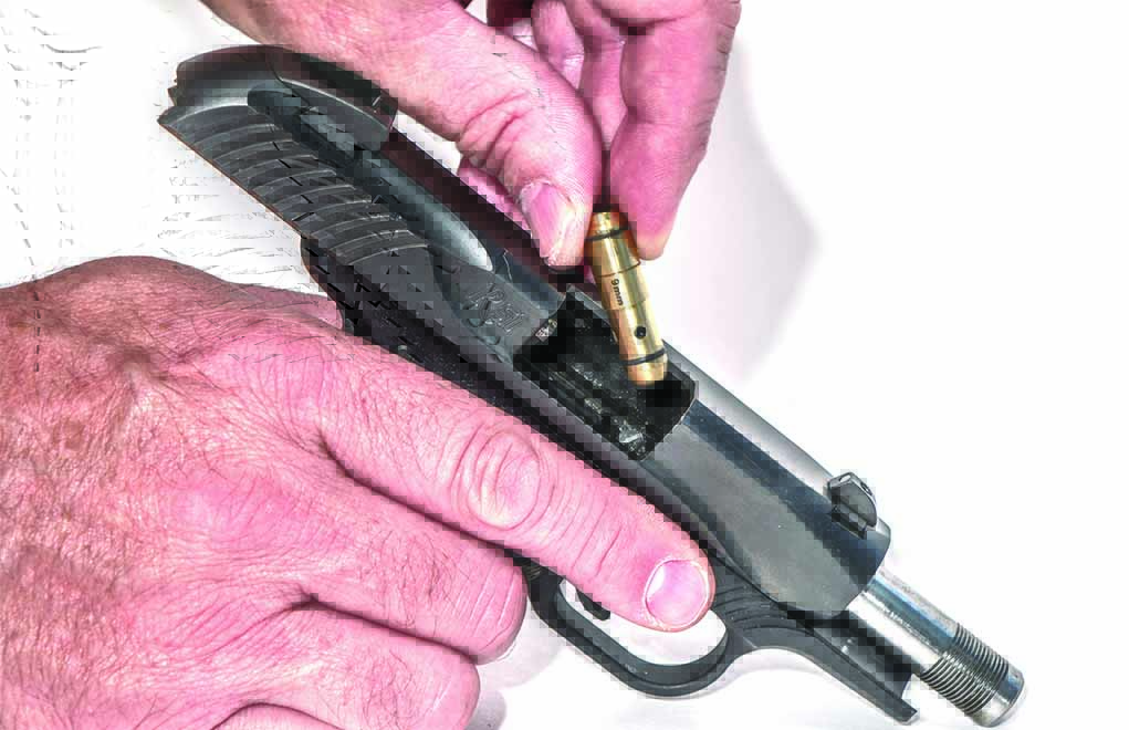 A laser bore insert that emits a flash or beam when the gun is fired can be a great dry-practice tool.