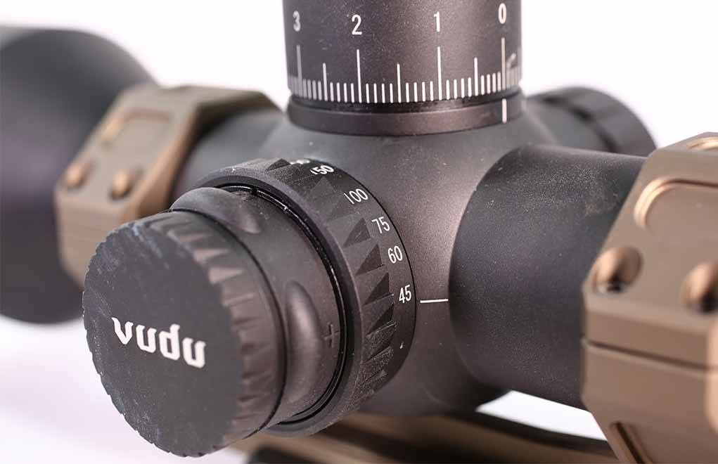 And in the category of “things we didn’t have in the old days,” how about focus or parallax adjustments on a scope? And, the Vudu also has an illuminated reticle, another never-had item back in the day.