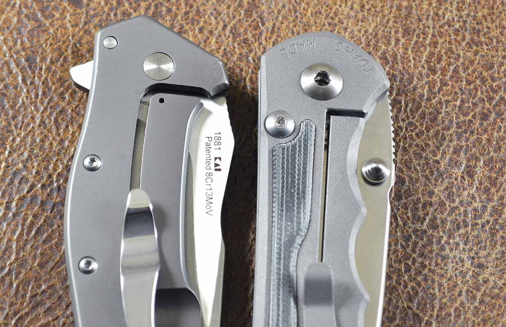 High-end knives tend to have much crisper machining and are held to tighter tolerances. At left is the Kershaw Eris, at right the Chris Reeve Inkosi.