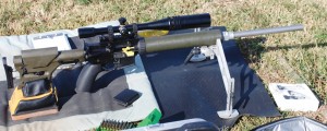 The author’s first F-TR rifle, an Armalite M15T with a 26-inch Krieger barrel, Magpul PRS stock, and Weaver T-36 scope on the Sinclair Gen2 bipod. That is a Bob Sled under the rifle, the best device for single load of an AR with 100-percent bolt open. There’s nothing worse than trying to cycle the action in prone position during a match.