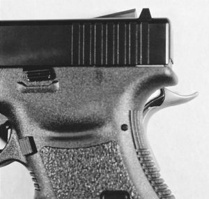 The Glock’s frame curve is relatively high, positioning your hand higher behind the gun and lessening its leverage during recoil. The backstrap curve of a custom 1911 still isn’t as high as a Glock’s.