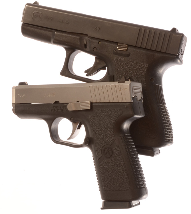 The Glock and Kahr Arms pistols are popular striker fired semi-auto pistols for concealed carry.