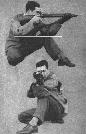 An article in the 1950 edition of Gun Digest illustrates how to use the military leather sling and body position to create a solid off-hand shooting platform.