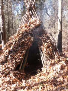 A wikiup shelter is at least a five- to six-hour project, even taking up an entire day, and requires regular resupply of leaves. Remember to gather debris farther away from the build site and work your way in for less traveling in the later stages. 