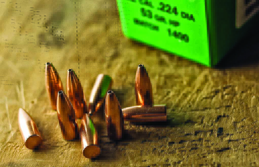 Sierra’s #1400—the first MatchKing. A 53-grain, flat-base hollow-point, it’s the author’s bullet-of-choice for the .22-250 Remington.