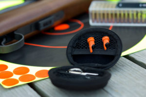 The SoundGear ear plugs for shooting come in a handy carrying case, with extra batteries and in-the-canal inserts.
