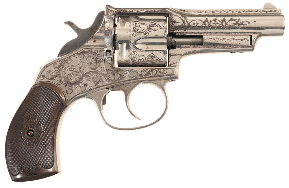 This engraved Iver Johnson Model 1879 Swing Cylinder Revolver sold for $4,312. 