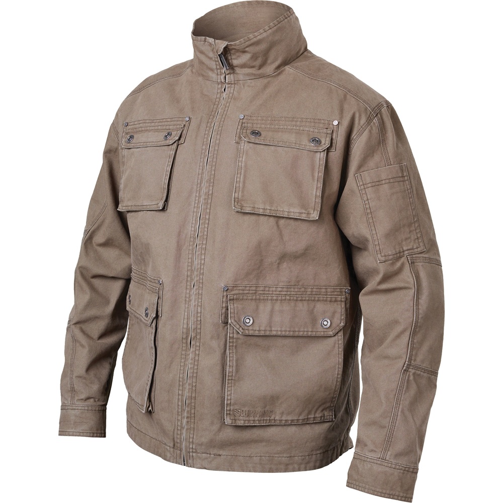 The Blackhawk Field Jacket is comfortable, has snap pockets, a zipper closure and has three internal pockets.