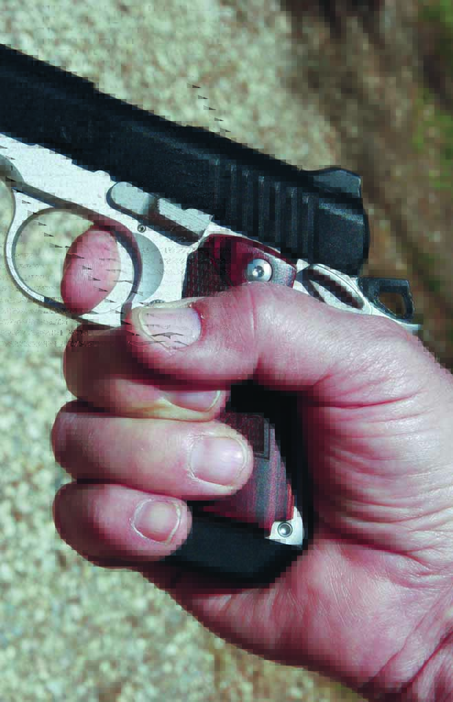 The magazine extension makes it easy to get a good grip on the Micro 9.